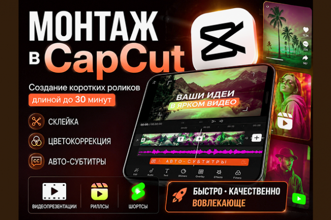 Монтаж видео в CapCut - превращу ваши ролики в цепляющий контент. 1